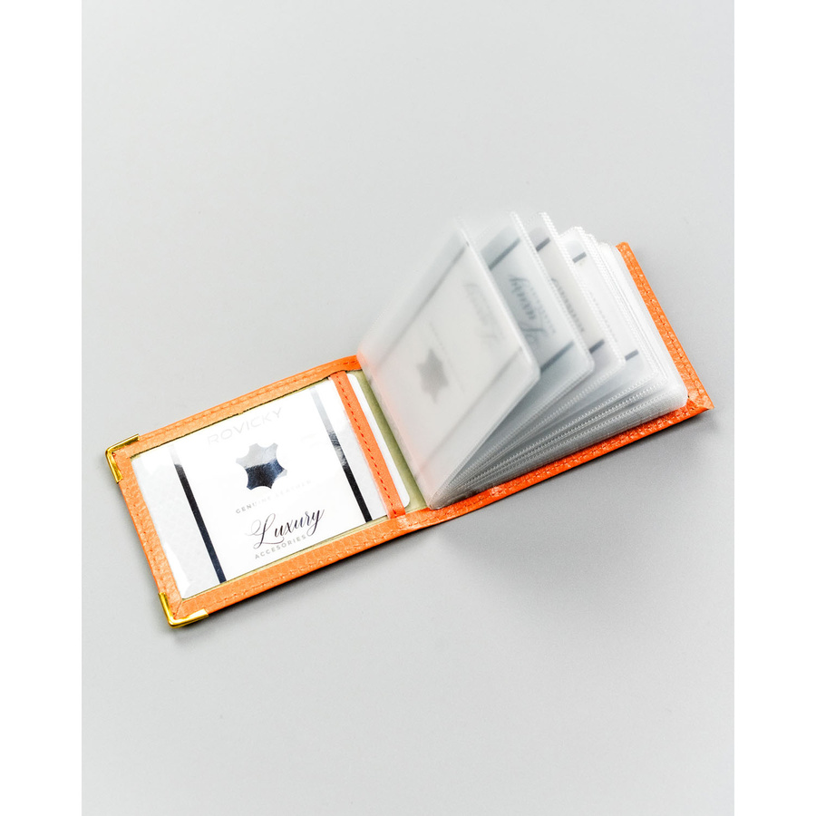 Orange Kartenetui aus echtem Leder – Bild 8