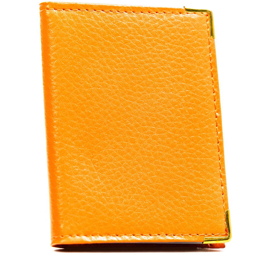 Orange Kartenetui aus echtem Leder