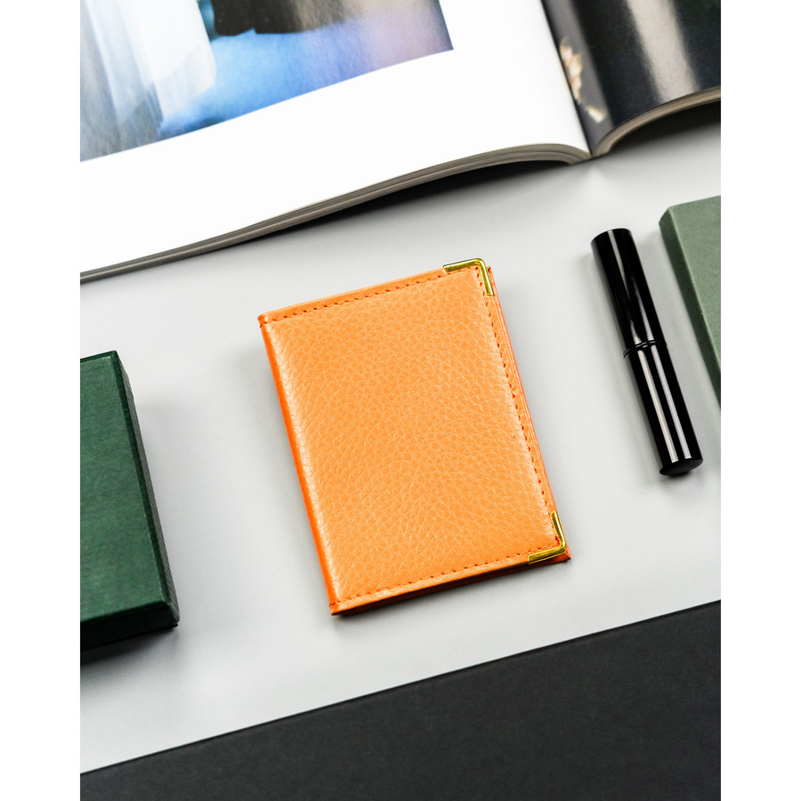 Orange Kartenetui aus echtem Leder – Bild 2