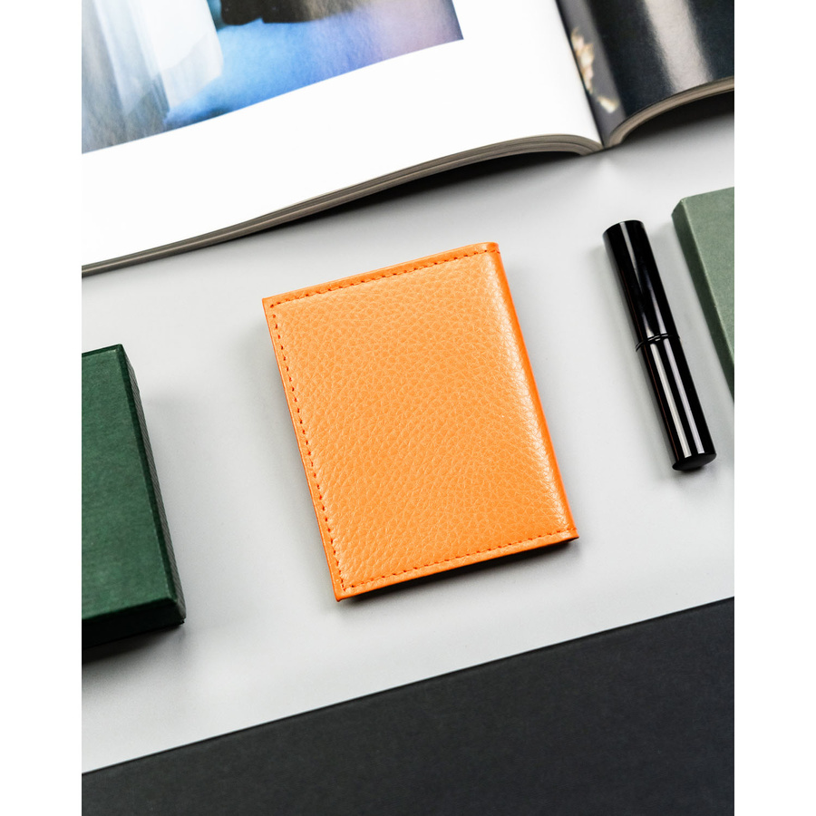 Orange Kartenetui aus echtem Leder – Bild 3