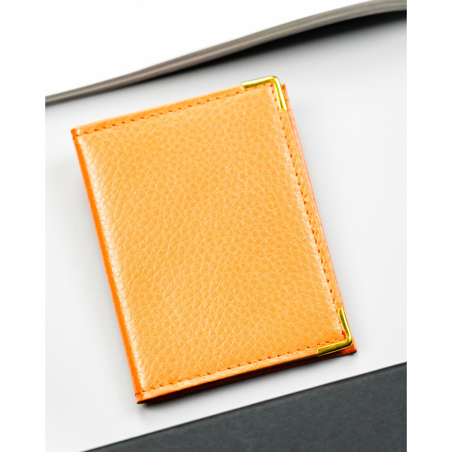 Orange Kartenetui aus echtem Leder – Bild 4