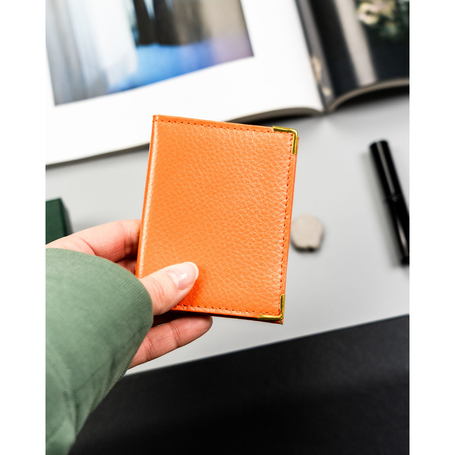 Orange Kartenetui aus echtem Leder – Bild 5