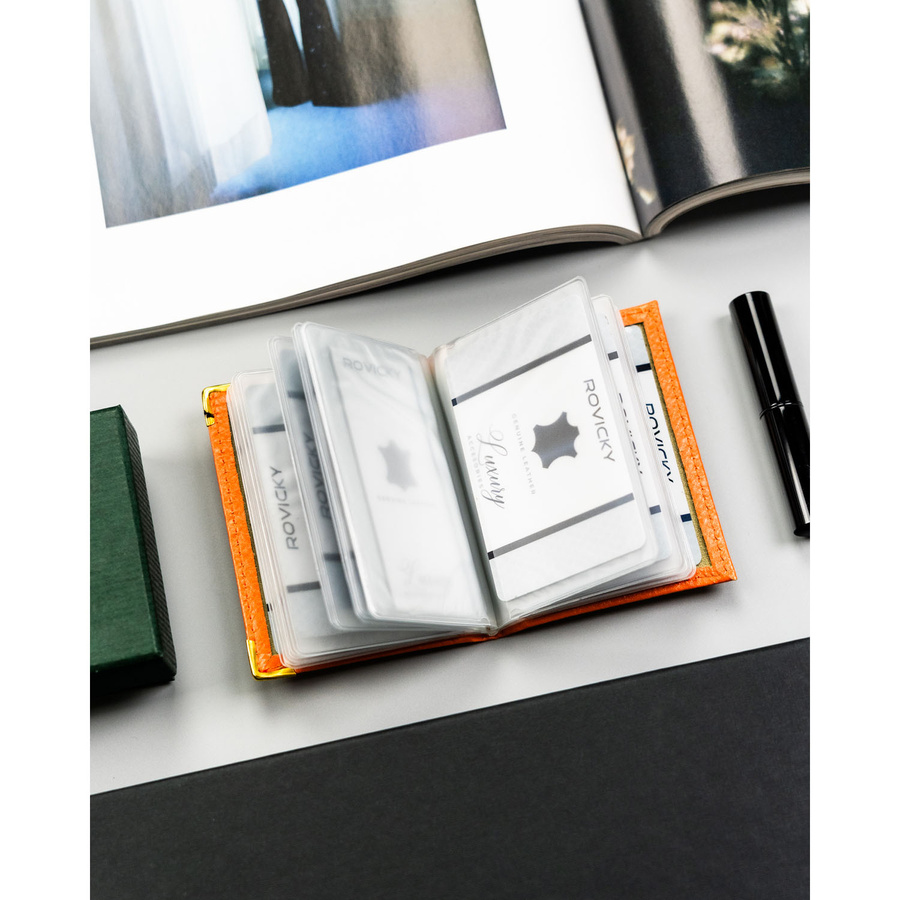 Orange Kartenetui aus echtem Leder – Bild 6