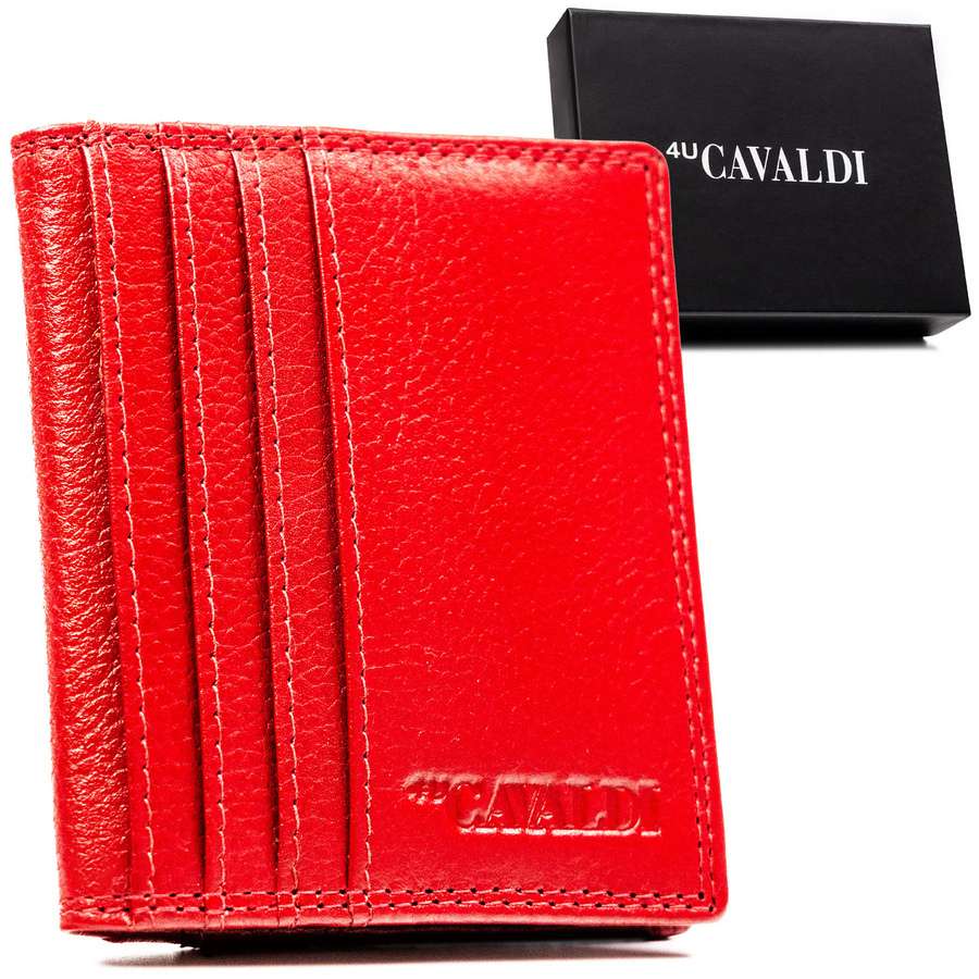 Rotes Kartenetui aus Leder mit RFID-System – 4U Cavaldi