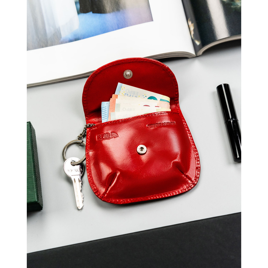 Rotes Schlüsseletui aus Leder mit Damen-Geldbörse – 4U Cavaldi – Bild 6