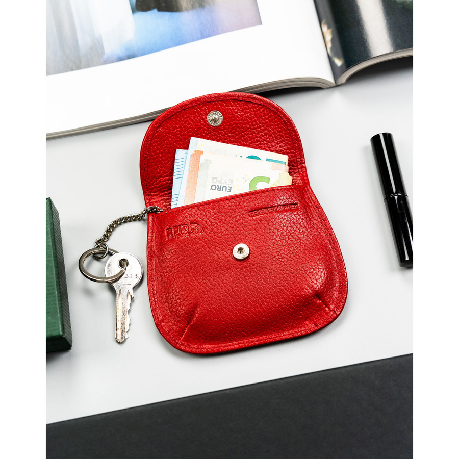 Rotes Schlüsseletui mit Münzfach aus Leder – 4U Cavaldi – Bild 6