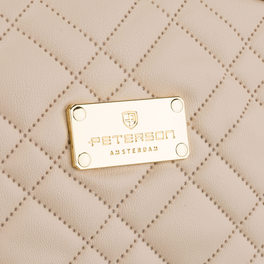 Kosmetiktasche aus synthetischem Material in Beige, einteilig mit Reißverschluss - Peterson – Bild 4