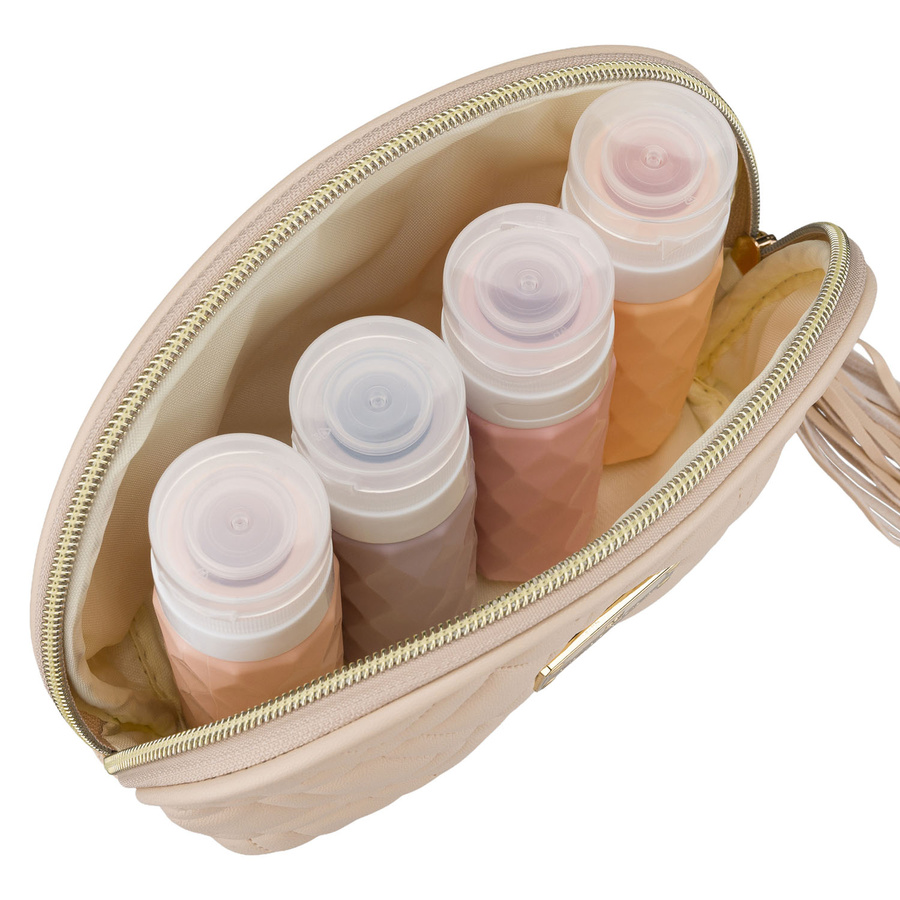 Kosmetiktasche aus synthetischem Material in Beige, einteilig mit Reißverschluss - Peterson – Bild 3