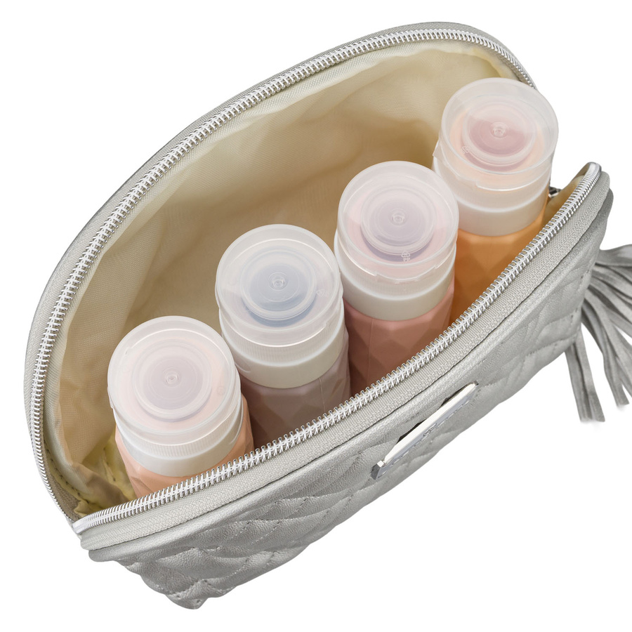 Silberne Kosmetiktasche aus synthetischem Material mit Reißverschluss - Peterson – Bild 3