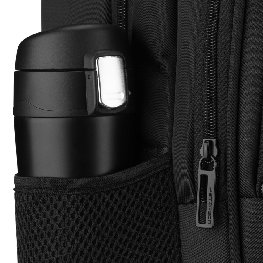 Städtischer, geräumiger Rucksack aus Polyester in schwarzer Farbe mit Laptopfach - Peterson – Bild 20