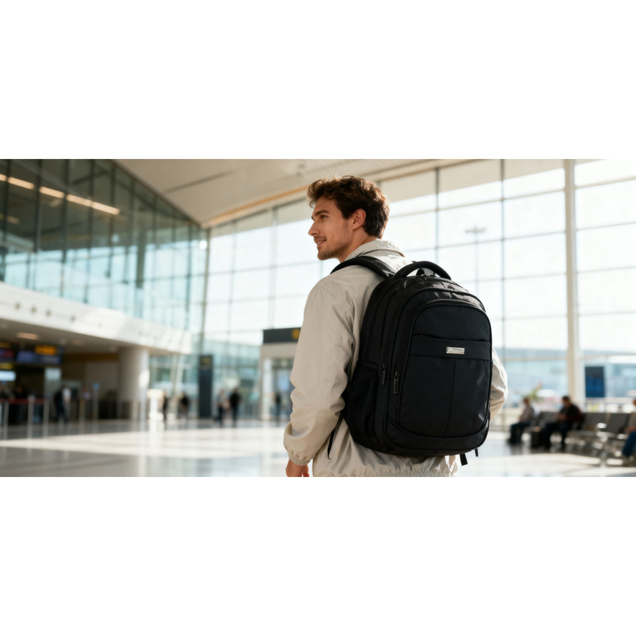Städtischer, geräumiger Rucksack aus Polyester in schwarzer Farbe mit Laptopfach - Peterson – Bild 14