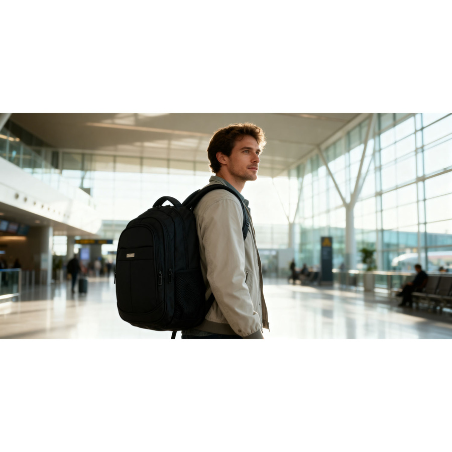 Städtischer, geräumiger Rucksack aus Polyester in schwarzer Farbe mit Laptopfach - Peterson – Bild 26