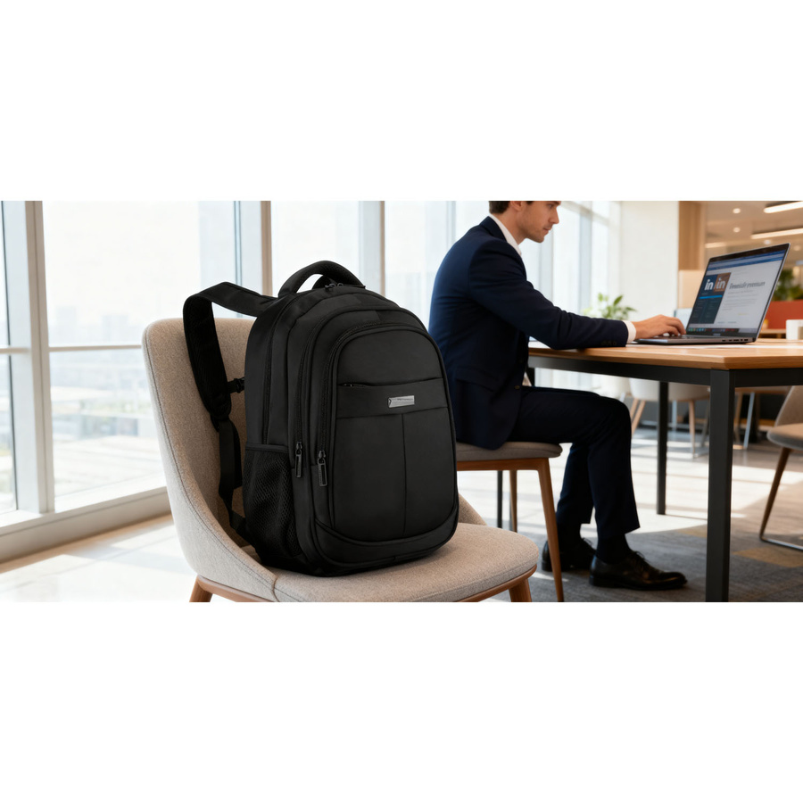 Städtischer, geräumiger Rucksack aus Polyester in schwarzer Farbe mit Laptopfach - Peterson – Bild 13