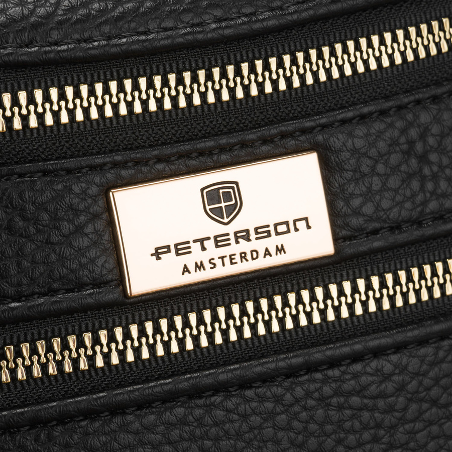 Schwarze Damen-Gürteltasche aus Öko-Leder, ein Kammer - Peterson – Bild 5