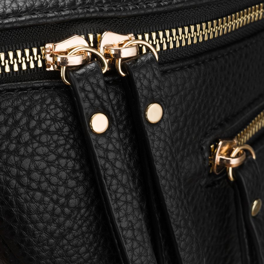 Schwarze Damen-Gürteltasche aus Öko-Leder, ein Kammer - Peterson – Bild 8
