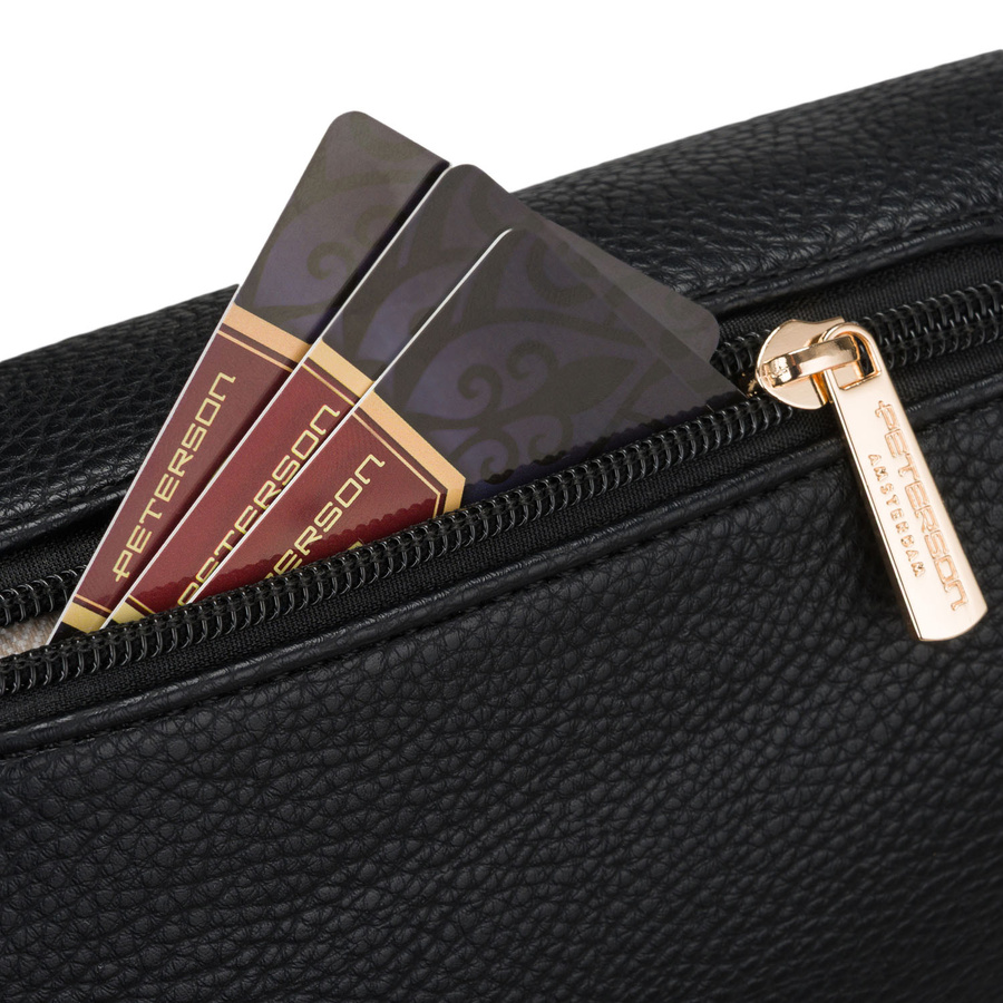 Schwarze Damen-Gürteltasche aus Öko-Leder, ein Kammer - Peterson – Bild 10