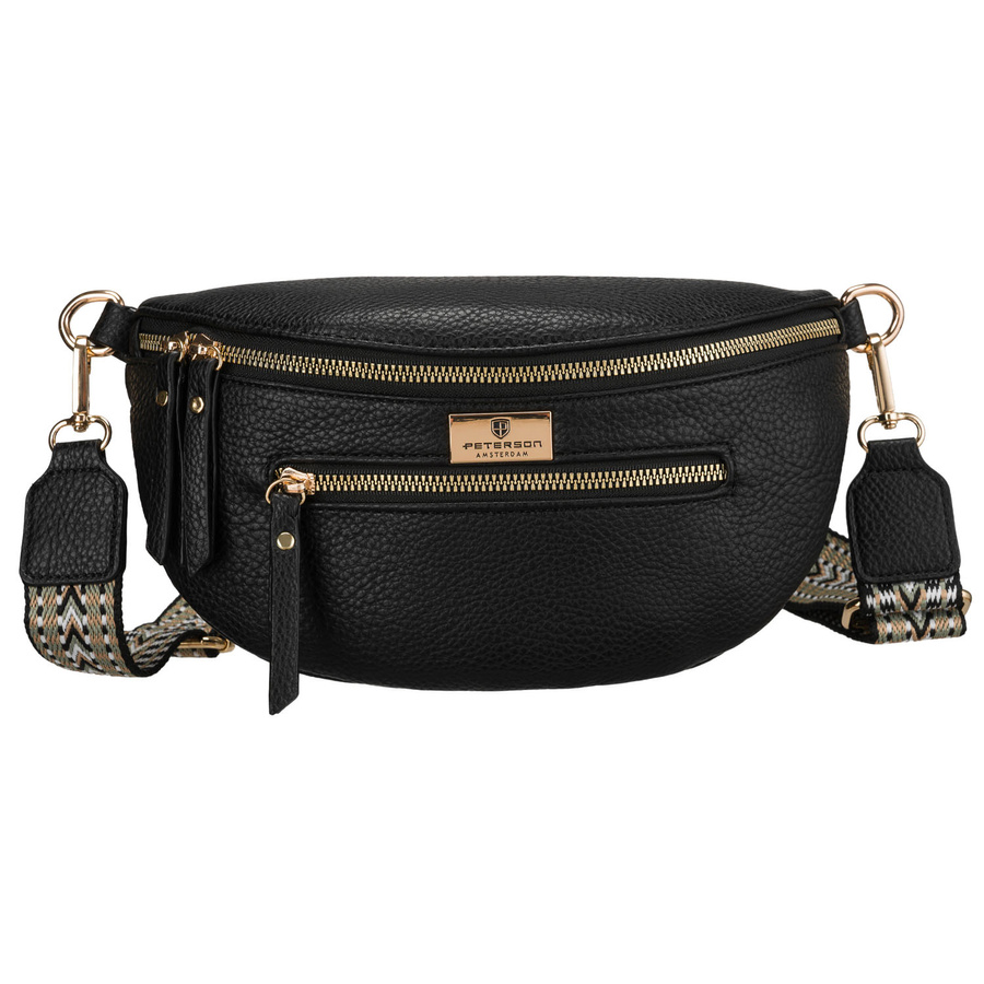 Schwarze Damen-Gürteltasche aus Öko-Leder, ein Kammer - Peterson – Bild 3