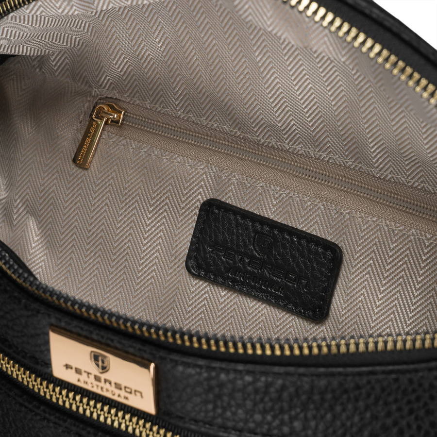Schwarze Damen-Gürteltasche aus Öko-Leder, ein Kammer - Peterson – Bild 6
