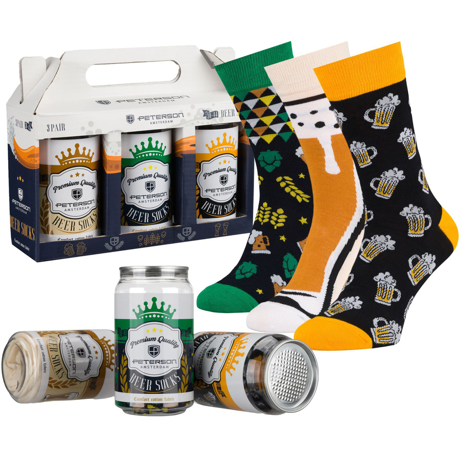 Set Herren-Socken mit verschiedenen Biermotiven in Größe 38-45 - Peterson
