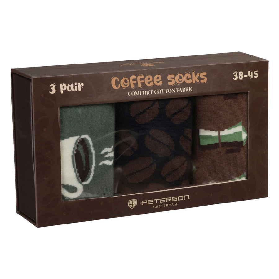 Set Herren-Socken mit verschiedenen Kaffeemotiven in Größe 38-44 - Peterson – Bild 2