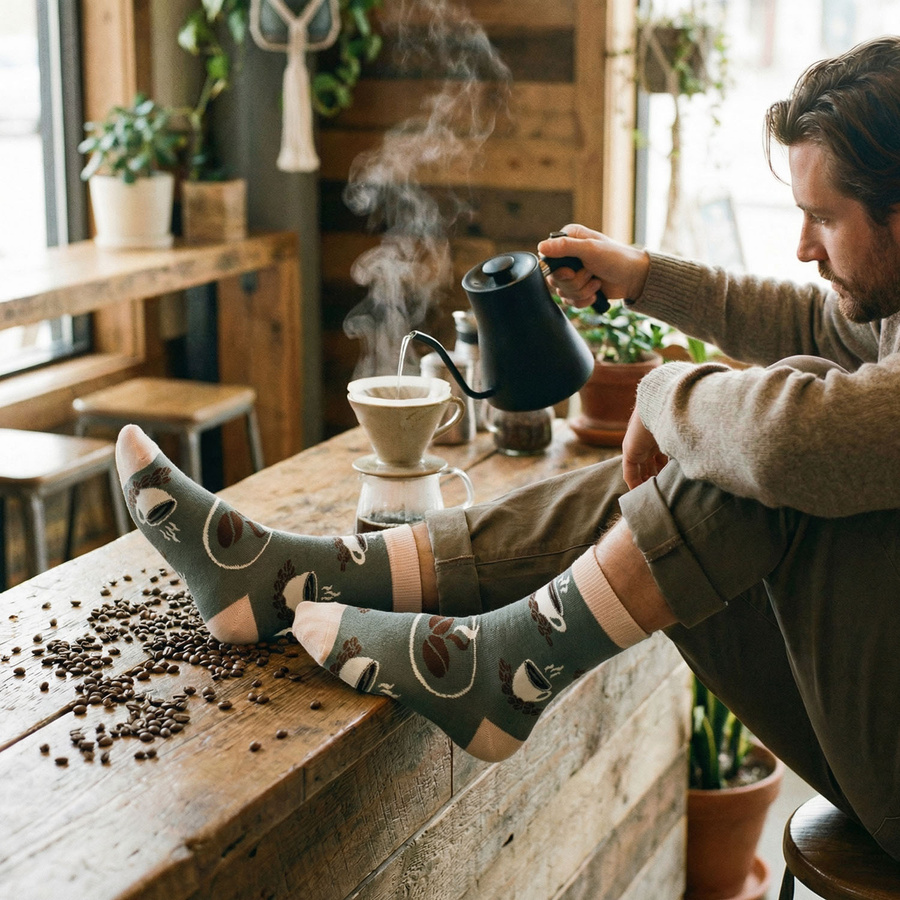 Set Herren-Socken mit verschiedenen Kaffeemotiven in Größe 38-44 - Peterson – Bild 12
