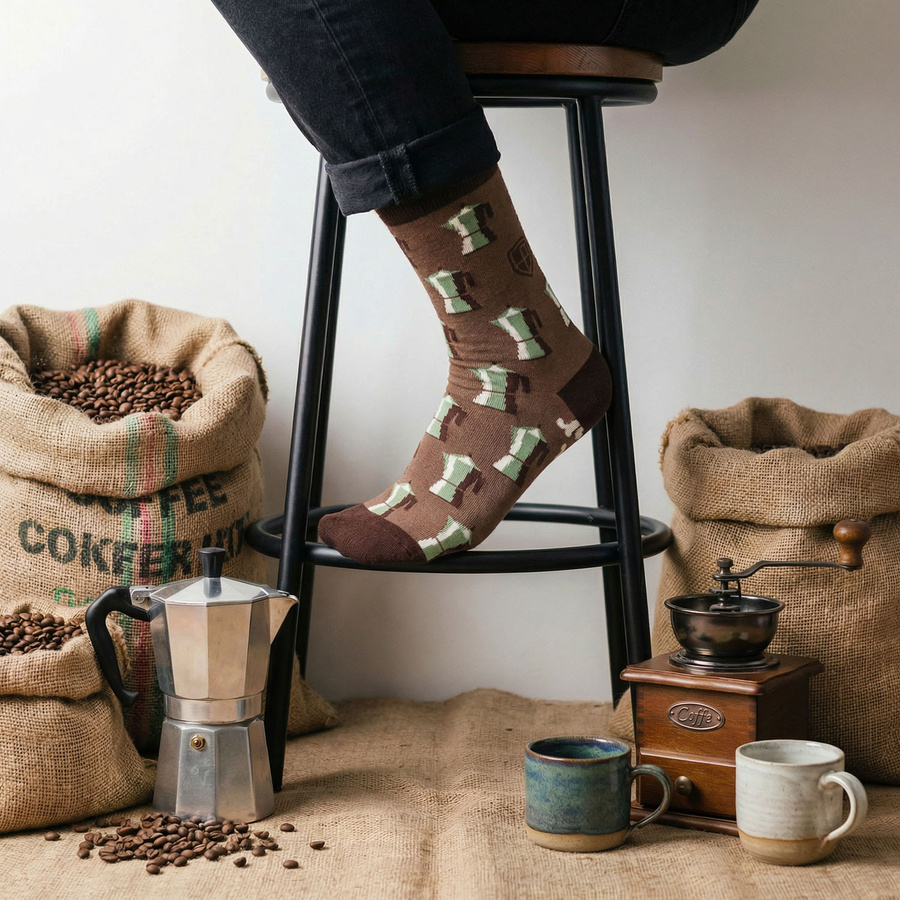 Set Herren-Socken mit verschiedenen Kaffeemotiven in Größe 38-44 - Peterson – Bild 13