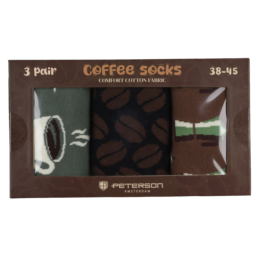 Set Herren-Socken mit verschiedenen Kaffeemotiven in Größe 38-44 - Peterson – Bild 4