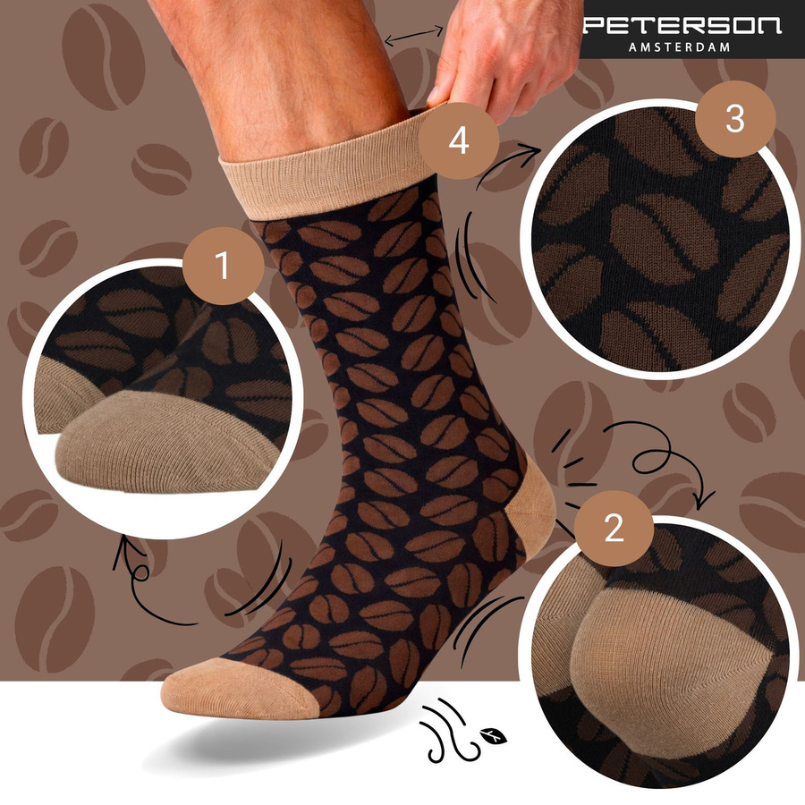 Set Herren-Socken mit verschiedenen Kaffeemotiven in Größe 38-44 - Peterson – Bild 15