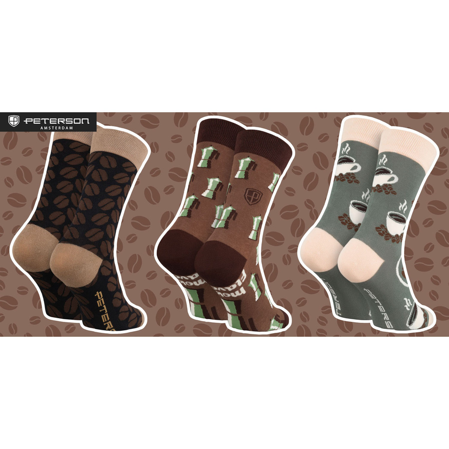 Set Herren-Socken mit verschiedenen Kaffeemotiven in Größe 38-44 - Peterson – Bild 26