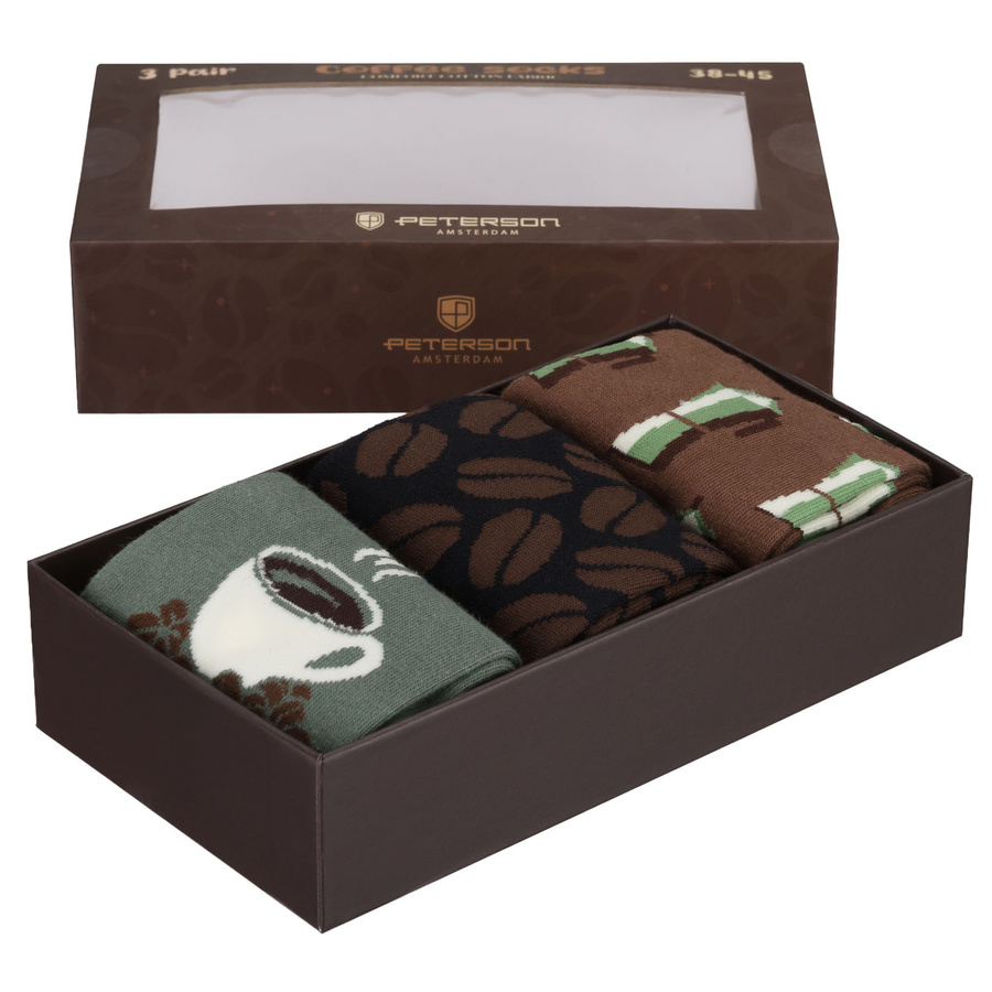Set Herren-Socken mit verschiedenen Kaffeemotiven in Größe 38-44 - Peterson – Bild 3