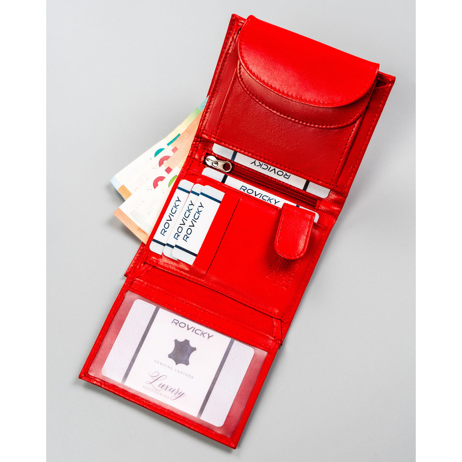 Kleine Damen-Geldbörse aus echtem Leder in Rot mit Druckknopf - 4U Cavaldi – Bild 6