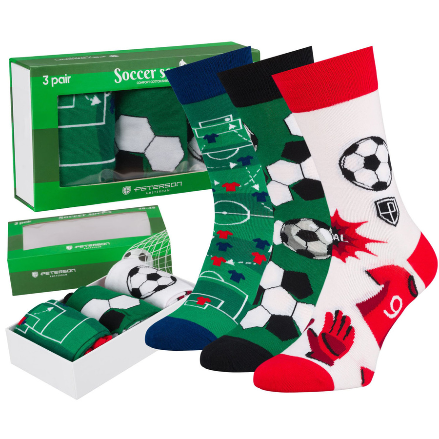 Set Herrensocken in Größe 38-44 mit Fußball-Motiv - Peterson