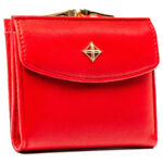 Kleine Damen-Geldbörse aus Öko-Leder in Rot, mit Druckknopf und Bügelverschluss - Milano Design