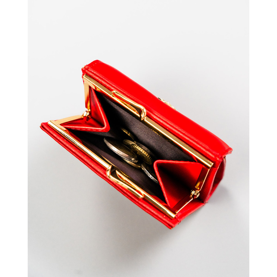 Kleine Damen-Geldbörse aus Öko-Leder in Rot, mit Druckknopf und Bügelverschluss - Milano Design – Bild 7