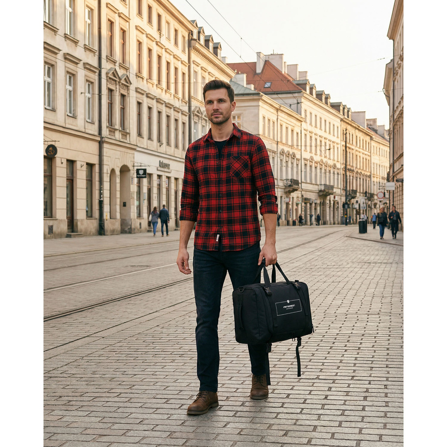 Reiserucksack mit Taschenfunktion aus Polyester in Schwarz - Peterson – Bild 12