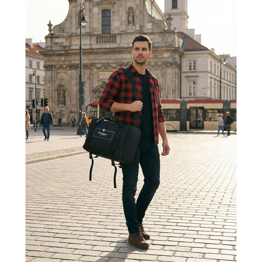 Reiserucksack mit Taschenfunktion aus Polyester in Schwarz - Peterson – Bild 9