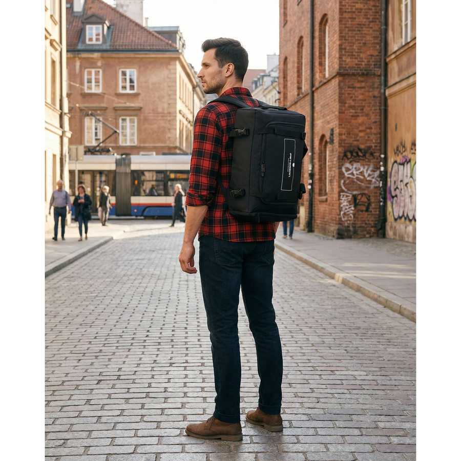 Reiserucksack mit Taschenfunktion aus Polyester in Schwarz - Peterson – Bild 2