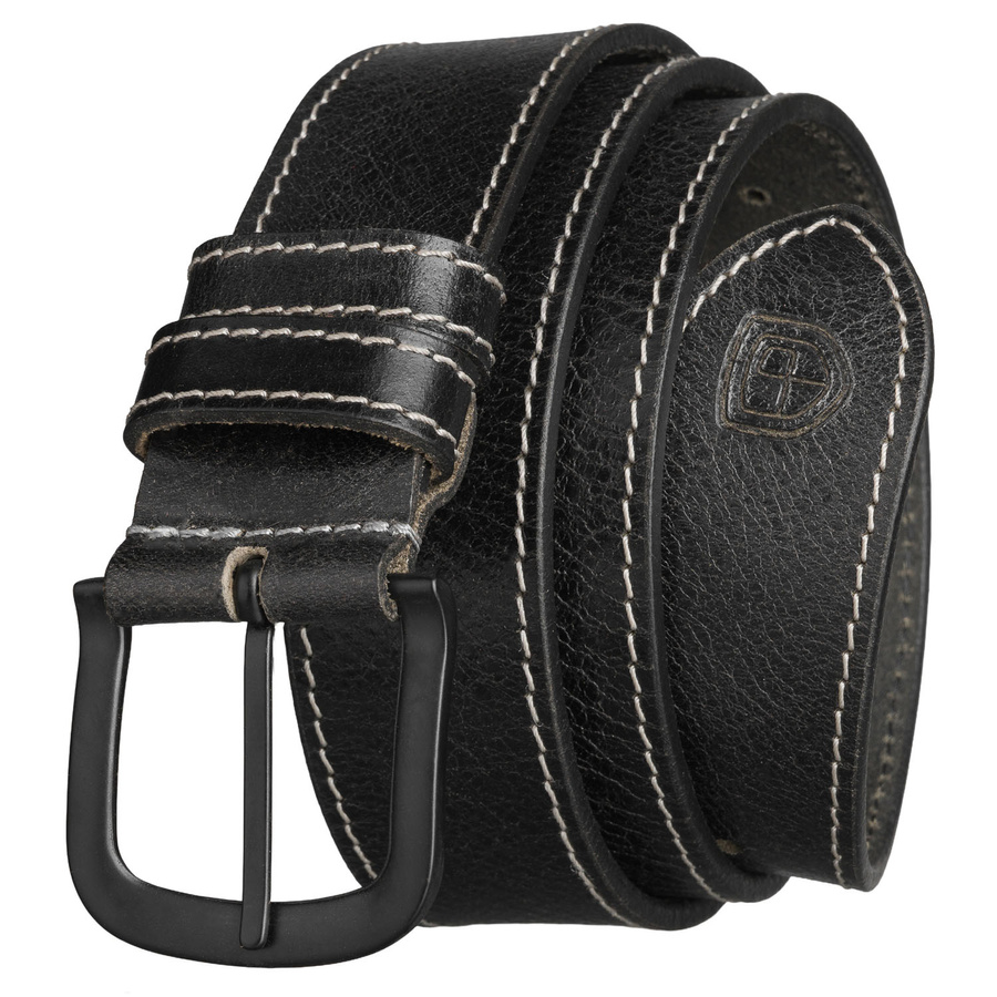 Herren-Gürtel aus natürlichem Leder in schwarzer Farbe mit klassischer Schnalle - Peterson