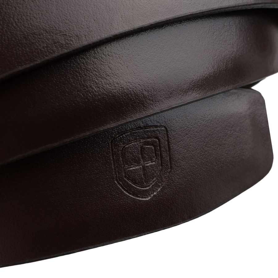 Eleganter, aus Leder hergestellter Herren-Gürtel in dunkelbrauner Farbe mit automatischer Schnalle - Peterson – Bild 4