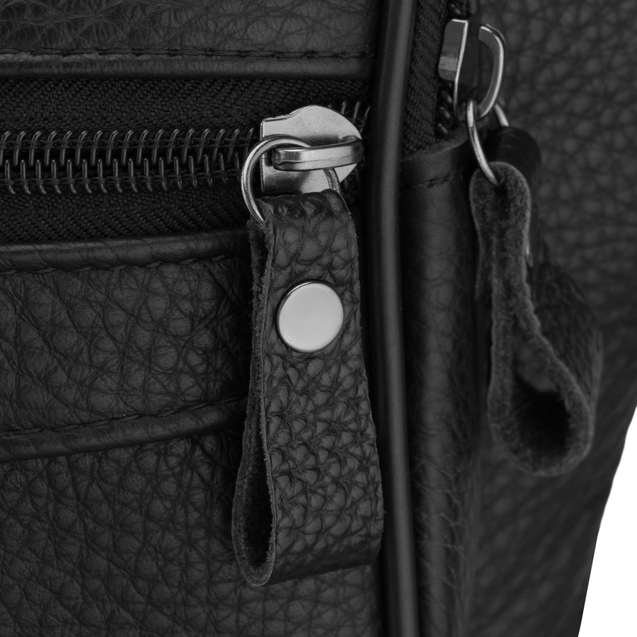 Schwarze Herrengürteltasche aus Leder mit Reißverschluss - Rovicky – Bild 5