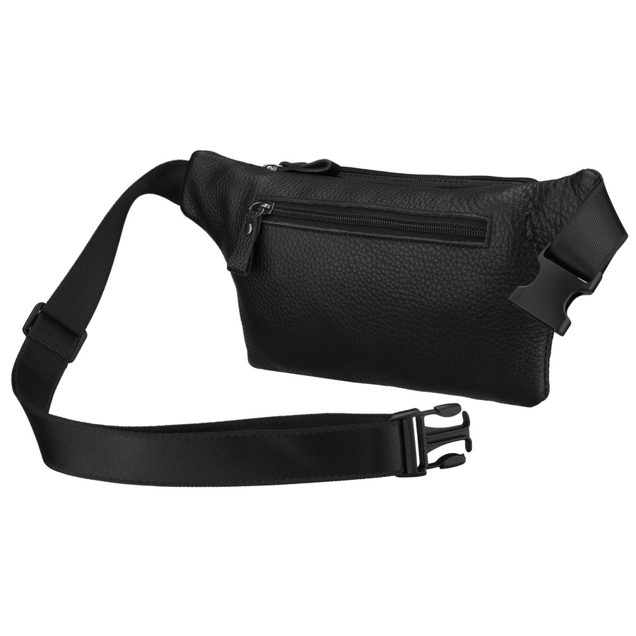 Schwarze Herrengürteltasche aus Leder mit Reißverschluss - Rovicky – Bild 3