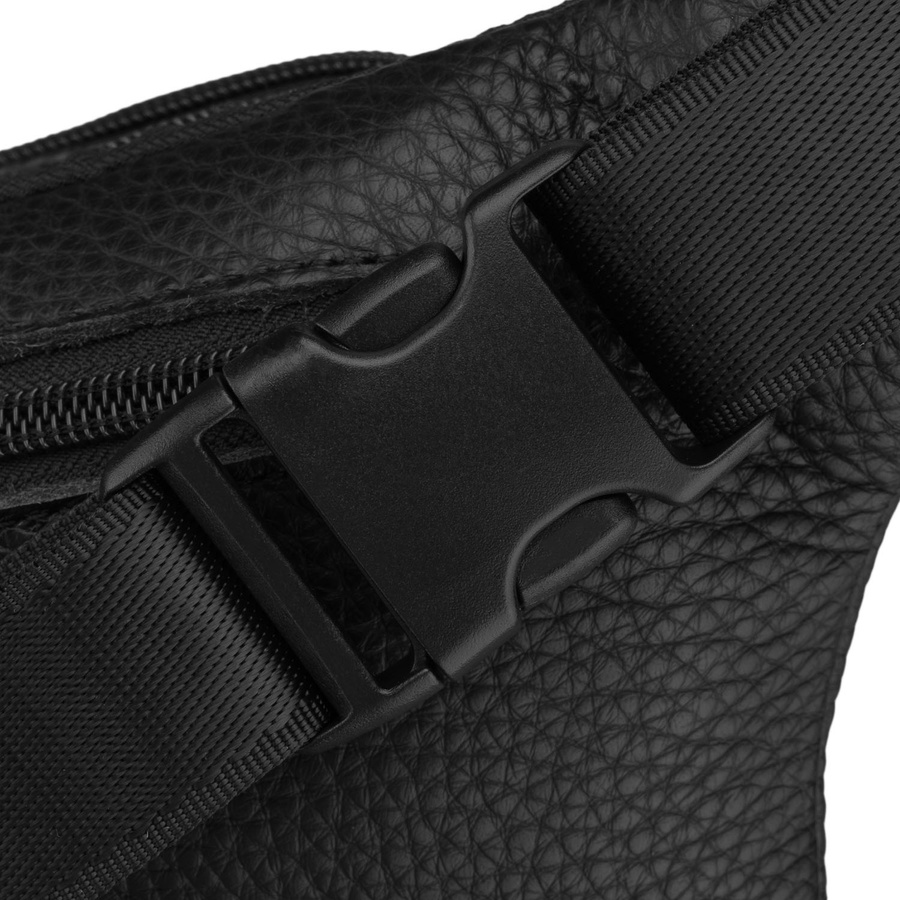 Schwarze Herrengürteltasche aus Leder mit Reißverschluss - Rovicky – Bild 7