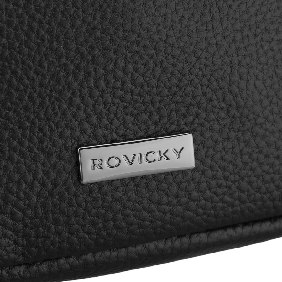 Schwarze Herrengürteltasche aus echtem Leder, ein Kammer - Rovicky – Bild 4