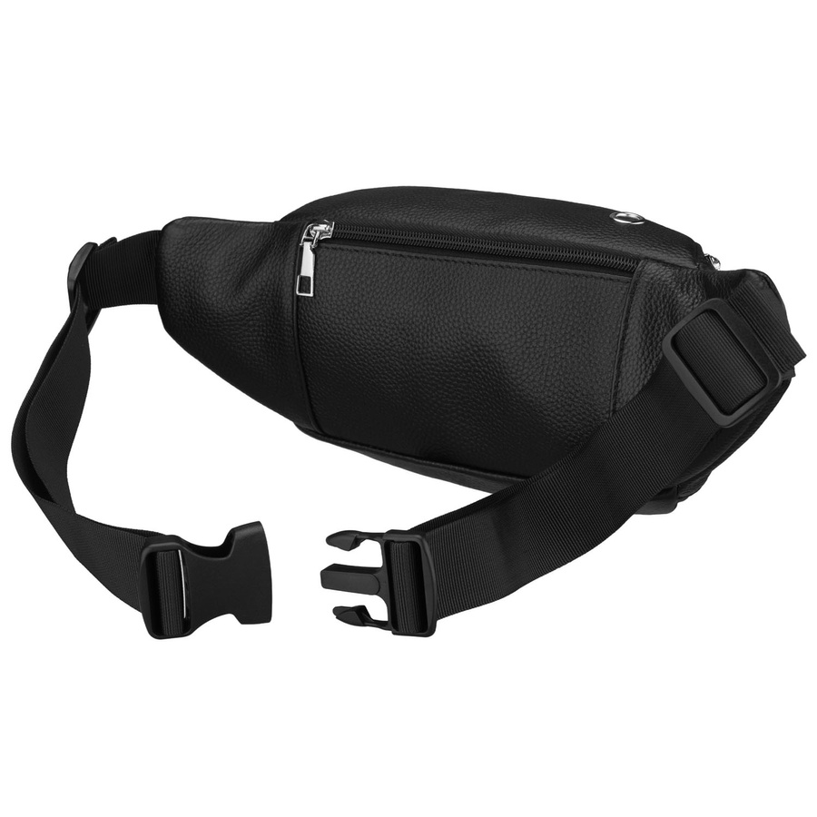 Schwarze Herrengürteltasche aus echtem Leder, ein Kammer - Rovicky – Bild 3