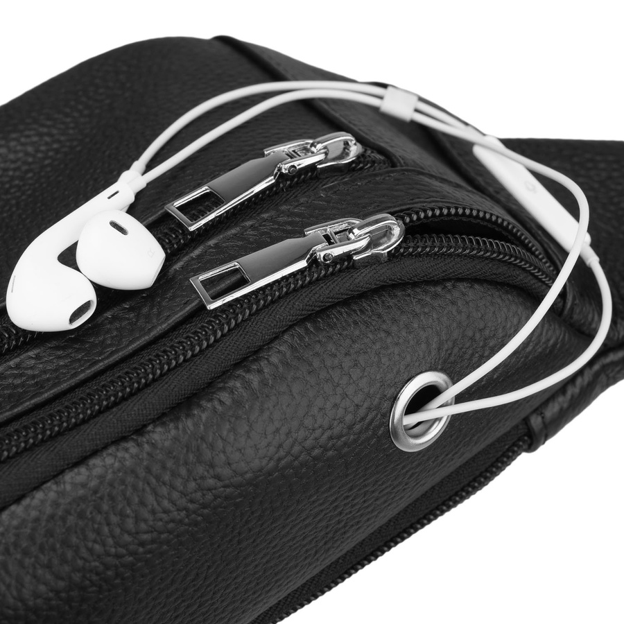 Schwarze Herrengürteltasche aus echtem Leder, ein Kammer - Rovicky – Bild 6