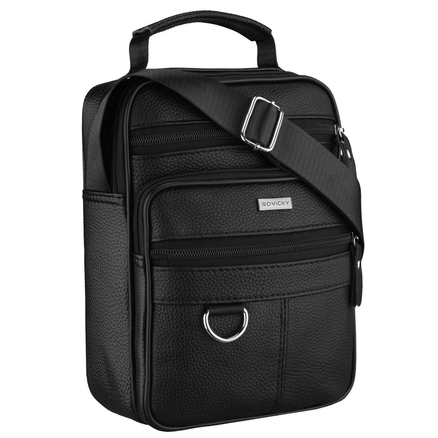 Herrentasche aus echtem Leder in Schwarz - Rovicky