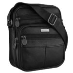 Herrentasche aus echtem Leder in Schwarz mit Reißverschluss - Rovicky