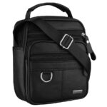 Schwarze Herrentasche zum Umhängen aus echtem Leder, ein Kammer - Rovicky