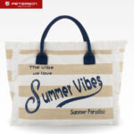 Große Strandtasche mit Reißverschluss weiß-beige Shopper Bag - Peterson