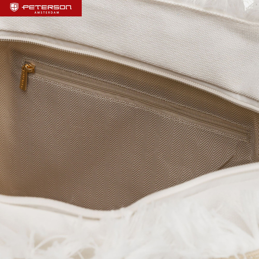 Große Strandtasche mit Reißverschluss weiß-beige Shopper Bag - Peterson – Bild 11